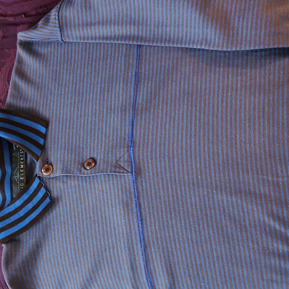 Mens top M blue/brown stripe - Picture 1 of 4